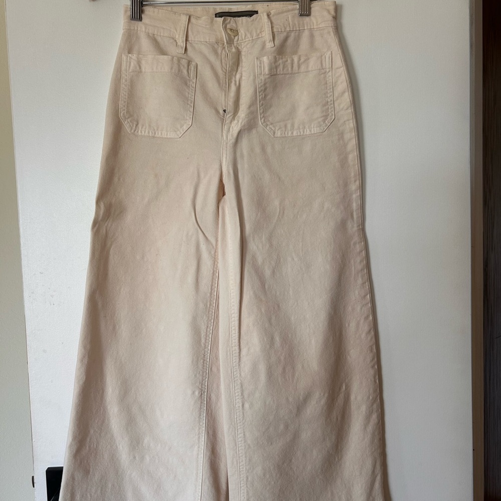 Point Sur Women's Cream Wide-Leg Cotton Sailor Capri Pants
